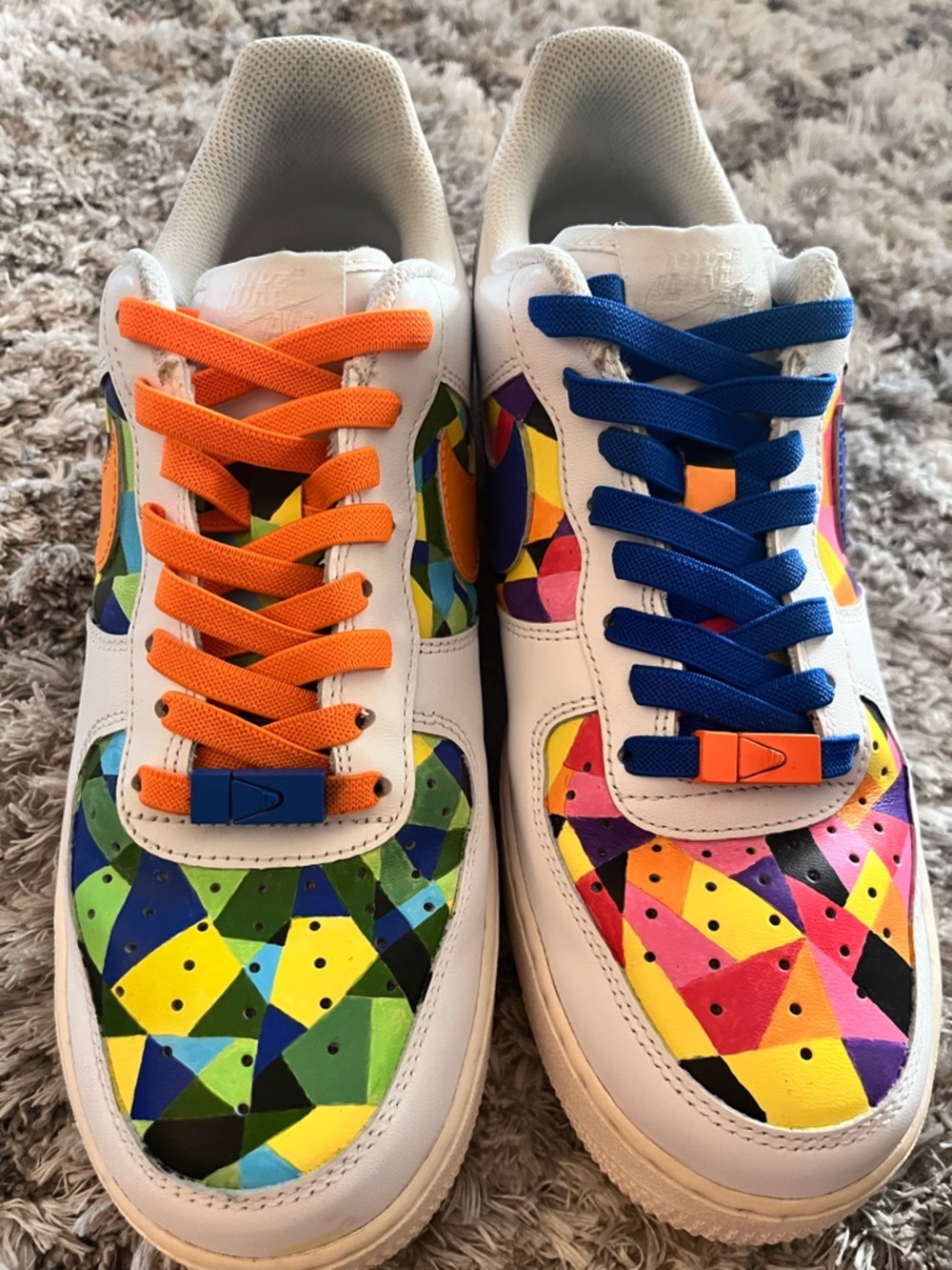 Nike AF1 low Colorblock Sneakers with Orange & Blue Laces. Customized M9/W10.5 - Picture 7 of 7